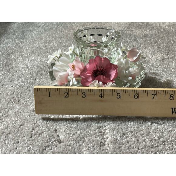 Indiana Glass American Whitehall Cubist Votive Candle Holder/Bowl + Flower Ring - Picture 9 of 14